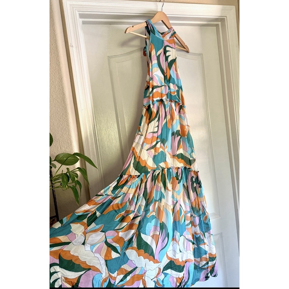 Anthropologie Maeve Keyhole Halter Maxi Dress Plus Size 1X Boho